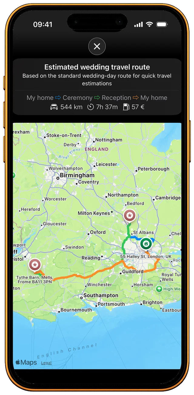 Event locations on map